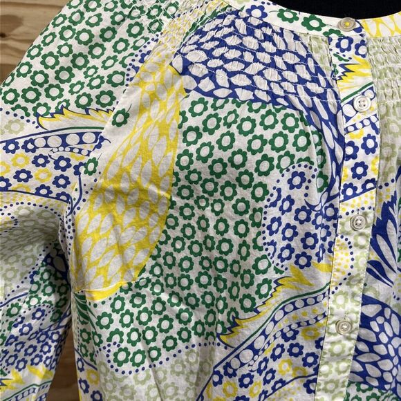 Talbots Shirt Petite Plus 2X Yellow Paisley Long Sleeve Button Down Top Colorful - Picture 4 of 8